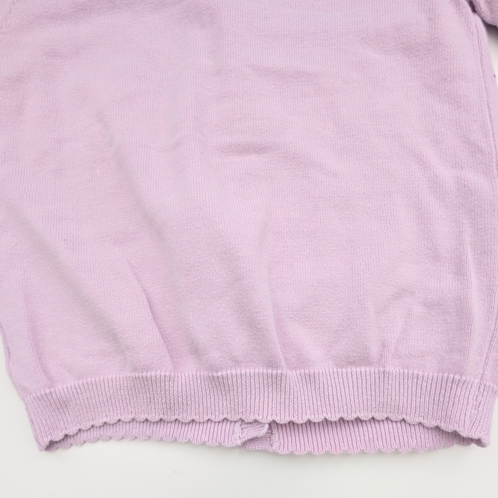 Girls Pastel Mauve Cardigan Sweater w/Colorful Raised Squares And Scalloped Hems - Picture 5 of 16